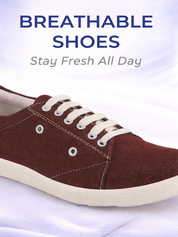 Image of FAUSTO Men Casual Classic Canvas /Fabric Sneaker Shoe | Lightweight Comfort Insole | Everyday 6-Eye Lace Up Shoes with Anti Skid TPR Sole