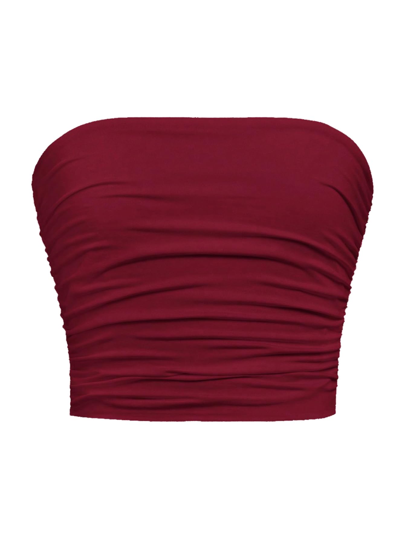 RoseSeek Girl's Ruched Strapless Tube Top Cropped Bandeau Summer Cute Tops