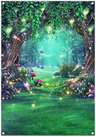 Enchanted Forest Backdrop 10x8ft Fairy Tale Wonderland Woodland Magic Green Forest Butterfly Photo Backdrop For Wedding Baby Shower Birthday Party Banner Decor Photo Studio Props - View #9