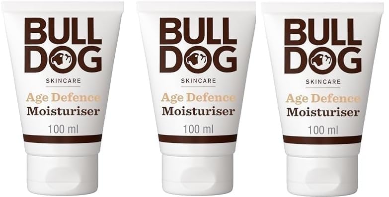 Bulldog Skincare Age Defence Face Moisturiser, Daily Moisturiser for Men to Help Combat Signs of Ageing 100m x 3 Pack