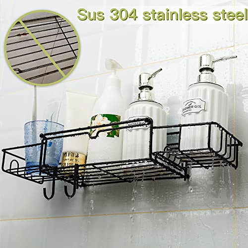 Etechmart Shower Caddy Organizer, Expandable And Adhesive Bathroom Shower Shelf, Sus304 Rustproof Storage No Drilling Wall Shower Rack,2 Pack/Black #TOP4
