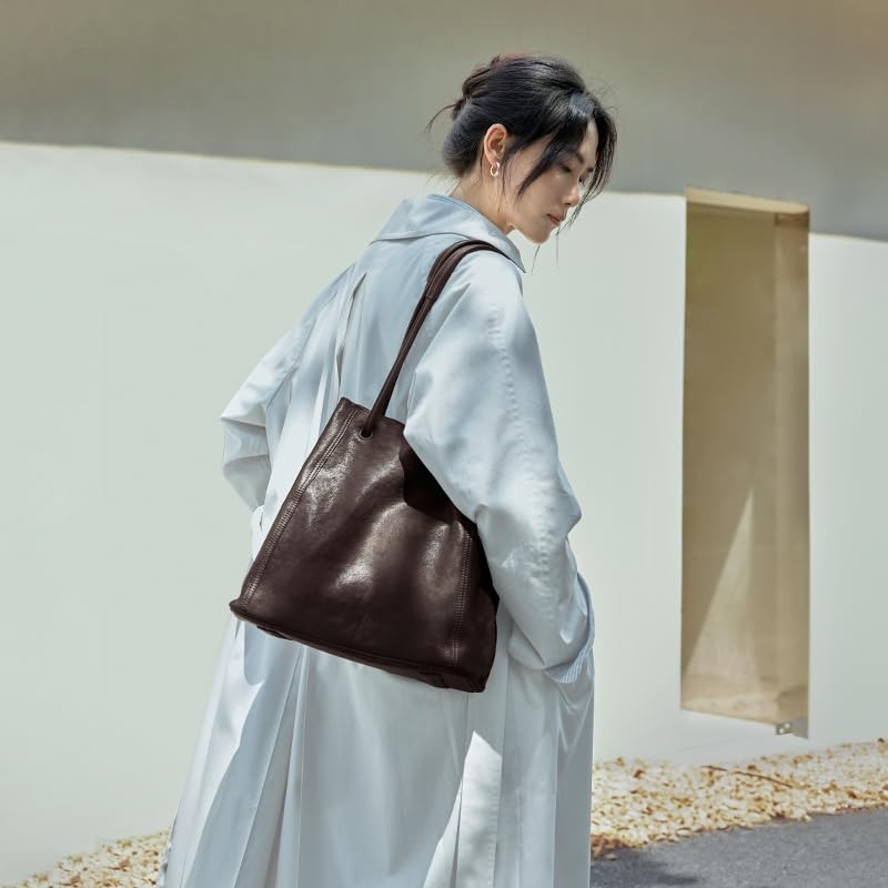 Womens Vegan PU Leather Soft Tote Bag, Large Capacity Retro Shoulder Bag, Simple Stylish Crossbody2