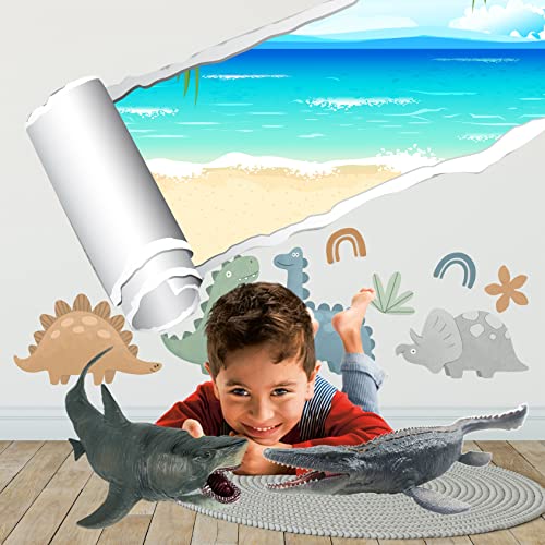 Higherbros Mosasaurus Shark Toys With Openable Jaws The Megalodon 11" Ocean World Realistic Marine Animal Creature Action Figure, Great For Bath Toys, Beach Toys, Birthday Gifts Cake Topper #TOP4