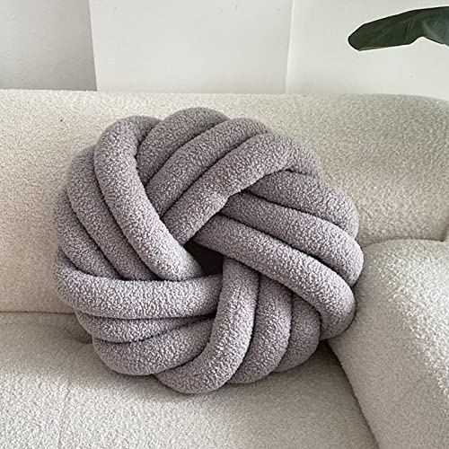 Zanyb Round Knot Throw Pillow Lambs Wool Decorative Floor Cushion Bed Couch Sofa Living Room Handmade Knotted Pillows Grey #TOP2