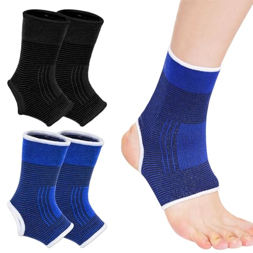 Support de Cheville pour Enfant, 2 Pièces, Bandage de Cheville avec Design Innovant, Support Ciblé pour Entorses et Surcharge, Taille Ajustable, Confort Optimal, Idéal pour Football, Basket et Da