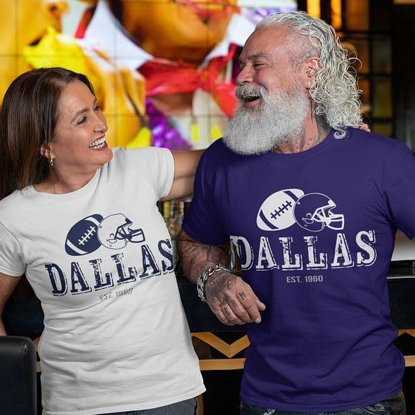 Miniatura 3 de Camiseta de fútbol de Dallas para hombre, ropa de día de partido, camiseta clásica de cuello redondo de 1960