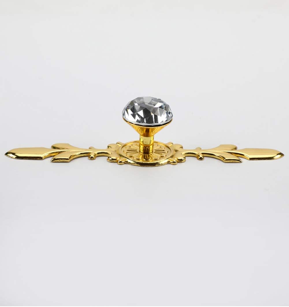 Drawer Dresser Knobs Pull Handles - Crystal Glass Diamond Decorative Knobs with Plate, Cabinet Cupboard Door Knobs with Screws for Kitchen Bathroom Office Decoration Pack of 6, Gold