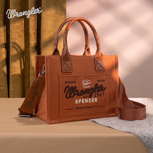 Montana West Wrangler Tote Bag for Women Canvas Crossbody Shoulder Purses Top-Handle Handbags with Guitar Strap Satchel Purses Multi-pockets Casual Work Bag Brown WG136-8120SBR — view 3