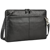 SAC PC PORTABLE EN CUIR: cartable cuir homme & femme avec sangle amovible (80-150 cm) & dragonne | sac ordinateur portable cuir compact idéal pour les réunions, entretiens, rendez-vous & travail