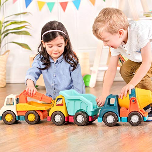 Wonder Wheels By Battat – Dump Truck, Tow Truck, Cement Truck – Toy Truck Combo Set For Toddlers Age 1 & Up (3 Pc) – 100% Recyclable , Yellow #TOP2