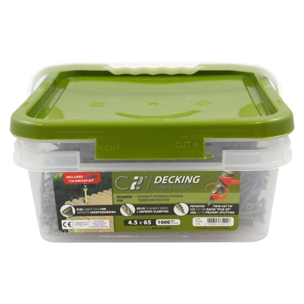 TIMCO Vis de terrasse C2 TX20 CSK GRN - 4,5 x 65-1000 pièces