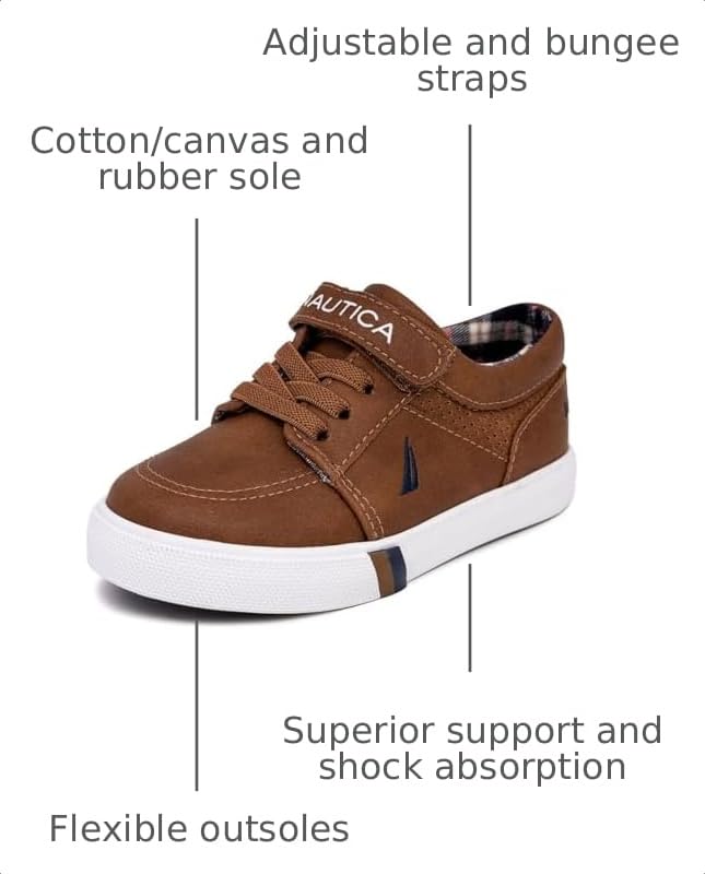 Image of Nautica Kids Adjustable Strap Shoes | Comfortable Casual Sneakers for Boys and Girls, Toddlers & Little Kids