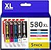 AUBEN PGI-580 CLI-581 XXL Patronen Ersatz für Canon 580 581 Druckerpatronen Kompatibel für Canon Pixma TS705 TS6350 TR8550 TS8350 TS9550 TR8500 TS8351 TS6150 TS6250 TS8150 TR7550 TS8250 TS6251 (5PK)