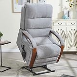 Trustyue Dual Motor Power Lift Recliner Chair, Lift Chair with Massage and Heat for Elderly, Lay Flat Recliner, Standing Assistance, Infinite Position Reclining, Living Room Chair, Chenille, Grey