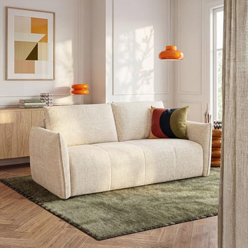 Habitat - Canapé Convertible 2 Places - Couchage 140 cm - Matelas 13 cm - Tissu texturé Oria - Beige Boston