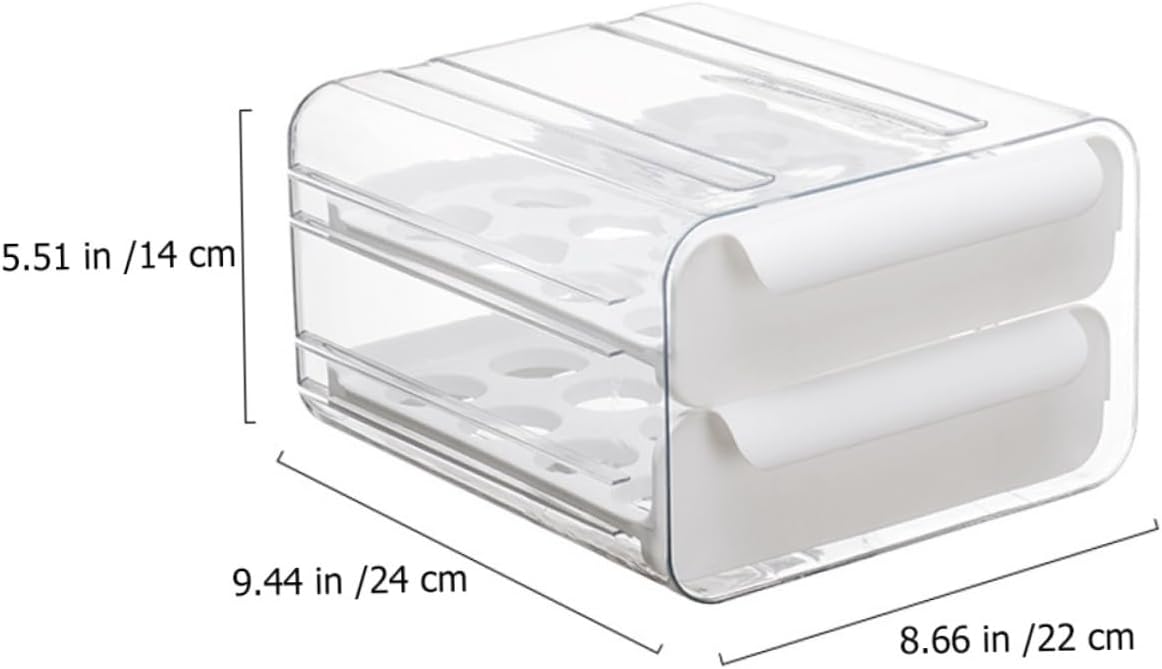 Fridge Organizer Stackable Double Holder for Refrigerator Space Saving Design Deep Slots for Freshness for Kitchen Cabinets and Pantry Storage