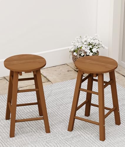 Set de 2 Butacos de Barra de 24 Pulgadas de Madera para Isla de Cocina o Comedor, Fácil Montaje miniatura 1