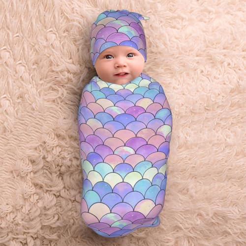 Image of Swaddle Blanket, Soft Swaddling Blanket Baby Clothes, Mermaid Theme Baby Stuff