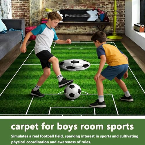 Tapete decorativo campo fútbol para niños 2.6x4ft miniatura 4