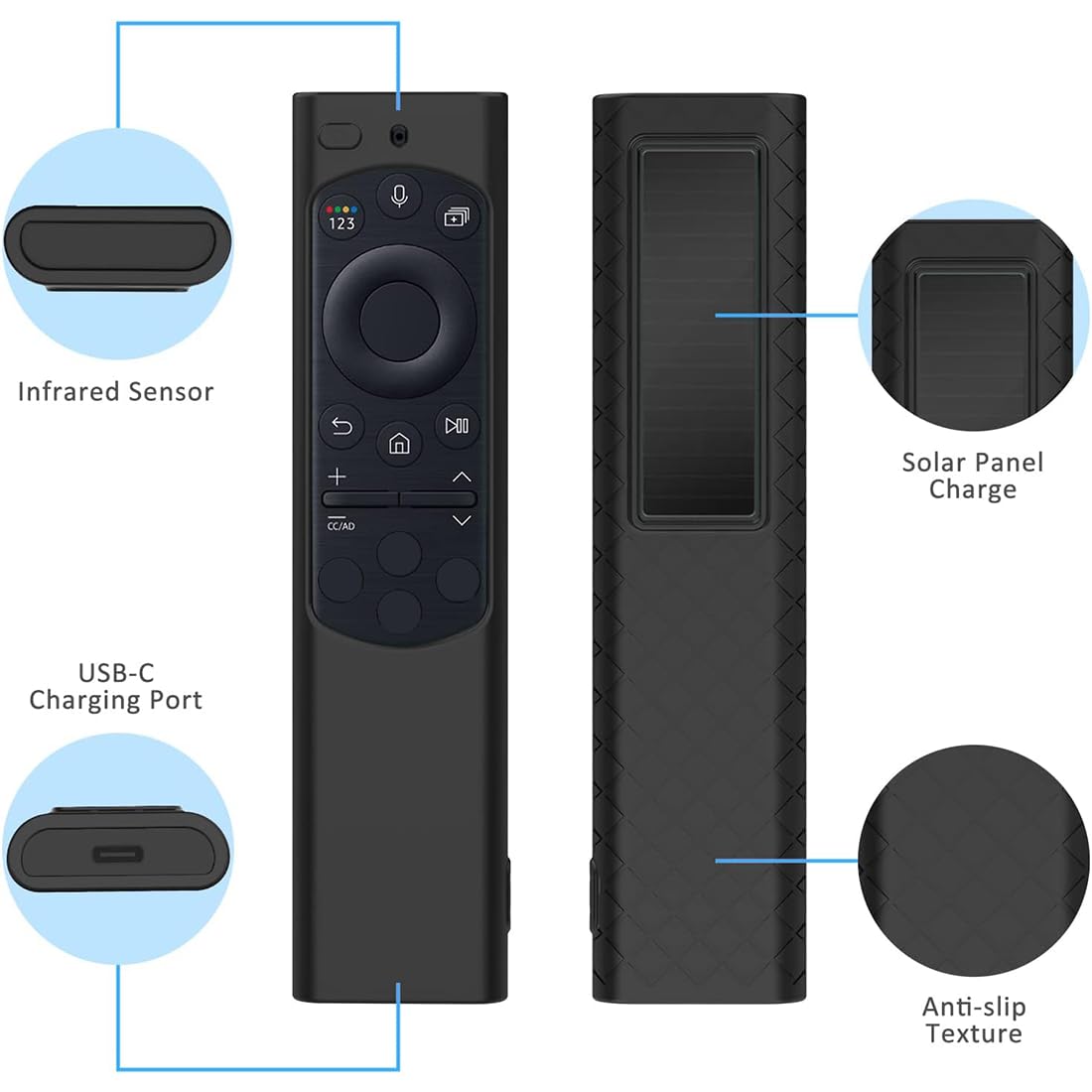 USTIYA SG Funda Control Remoto para Samsung Smart TV BN59-01385 2022 Case Protectora de Silicona a Prueba de Golpes y Caídas para Samsung Smart TV Control Remoto (Negro)