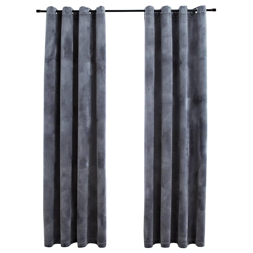 vidaXL 2X Tende Oscuranti con Anelli Classici Eleganti Moderne Tendaggi Casa Rivestimento Finestre Privacy in Metallo e Velluto 140x245cm Antracite