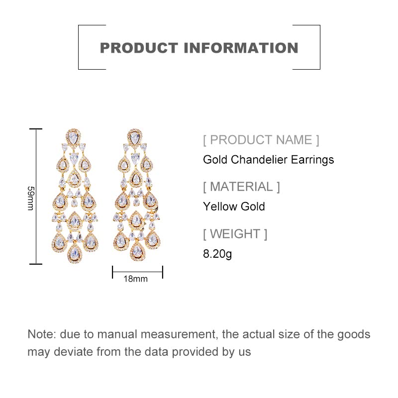 14K Gold Natural Crystal Chandelier Earrings for Women,Dainty Moissanite Tassel Style Long Drop Earrings,Luxury Jewelry Gift for Her2