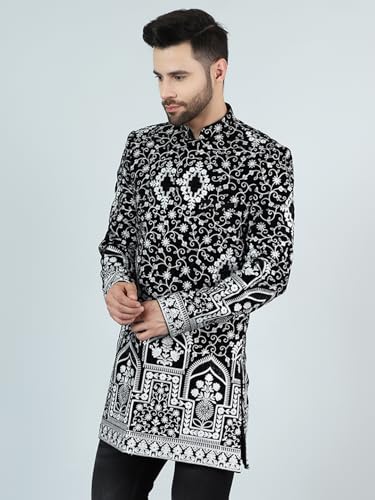 Image of WINTAGE Men's Embroidered Velvet Bandhgala