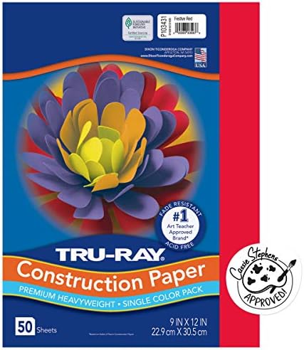 PACON - 103031 Pacon Tru-Ray Heavyweight Construction Paper, Festive Red, 9" x 12", 50 Sheets - 103431