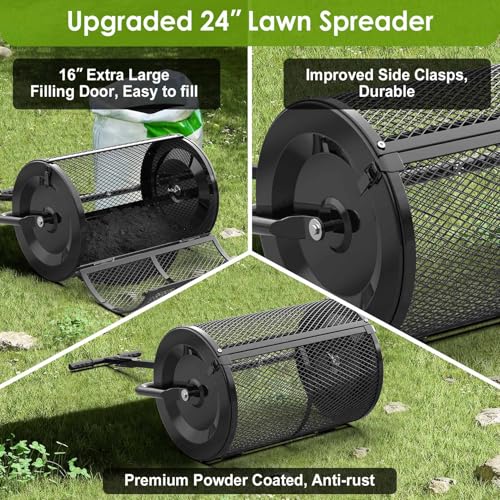 Image of Seeutek Compost Spreader, 24 inch Peat Moss Spreaders with 3 Heights