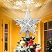 Produktbild TSAI Weihnachtsbaumspitze Stern, Womdee Weihnachtsbaum Spitze,Christbaumspitze LED Drehen Schneeflocke,3D Hohl Star Beamer Lichter für Feiertags-Dekorationen