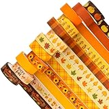 Whaline 12 rollos de cinta Washi para otoño de color naranja a cuadros de calabaza, 0.6 pulgadas