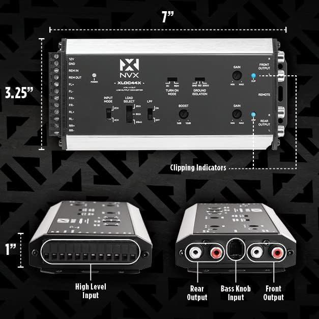 Dimensions and labeled components of NVX XLOC44X
