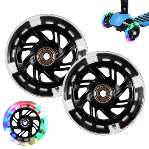 2 Pièces Roues De Rechange Pour Scooter, 100 mm Roues De Trottinette ABEC-7, Lumineuses, Pour Roue De Patins à Roulettes, Roue De Patins à Roulettes...