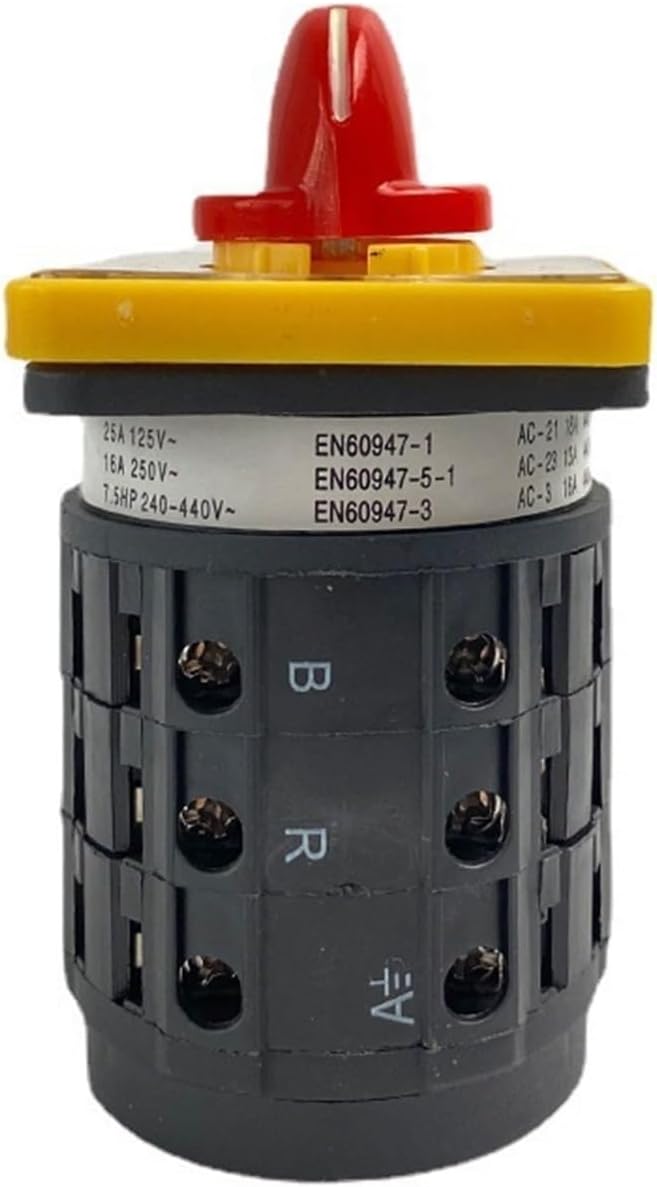Ammeter Selector Changeover Electrical 16A 4 Position 3 Poles Rotary Cam Switch Control Motor Circuit YMW98-16/3