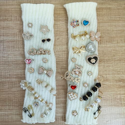 Image of 50-231pcs Charms for Socks Safety Pin Brooch Pins, Sock Charms Pins Gold Bling Sock Jewelry Charms, Pearl Rhinestone Brooch Pins Costom Style Charms Pins Sets for Hat Clothes Shoe Socks ﻿ (50)