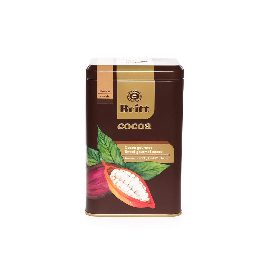 Britt Gourmet Hot Cocoa, bogaty smak czekoladowy wykonany z prawdziwego kakao premium, pojemnik 14,1 oz
