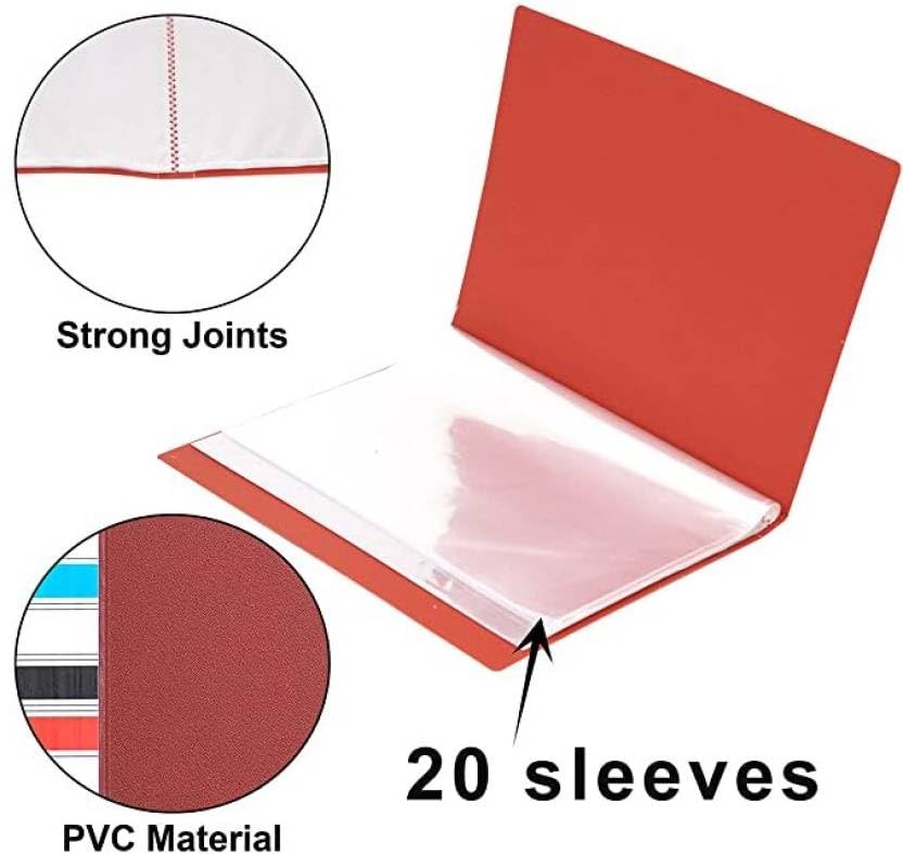 SEJASCOLLECTIONS A3 Size, 20 Leaf (Pack of 2) Plastic Display Book File and Folder for Certificates, Transparent Sleeves Pocket, Display Presentation Files (Multi-Color) (Set of 2, Multicolor) 2