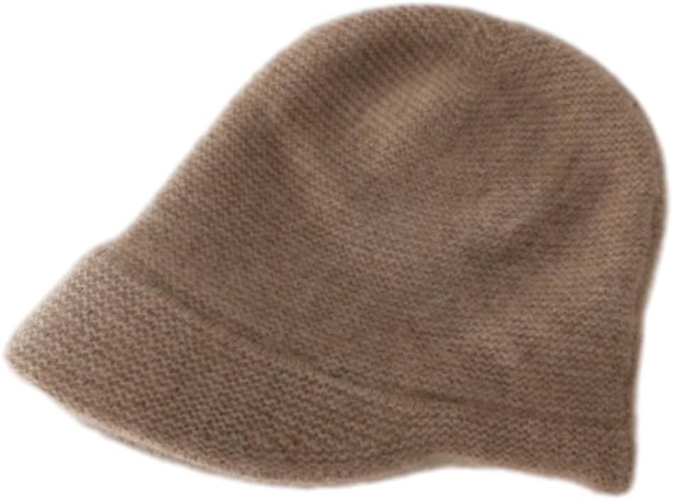 Womens 100% Cashmere Knit Winter Hats with Visor Brim Warm Knit Newsboy Caps Slouchy Beanie Cap D308