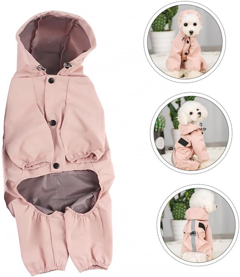 Cabilock Pet Waterproof Raincoat Reflective Dog Hoodie Coat Breathable Pink S for Puppies Outdoor Wear