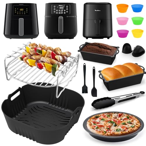 Accesorios Freidora de Aire para Moulinex Easy Fry Max 5L, Philips Airfryer XL 6,2L HD9270/90, XXL 7,2L HD9285/90, Molde Silicona Freidora de Aire, Parrilla etc Accesorios Airfryer
