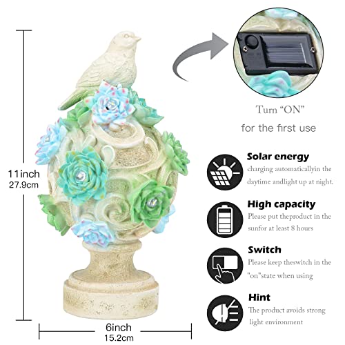 Bird Statue With Solar Light, Resin Birds Figurines, Outdoor Bird Decor, Dove Bird Garden Statue, Waterproof Lawn Ornaments Statuary Decorations #TOP1