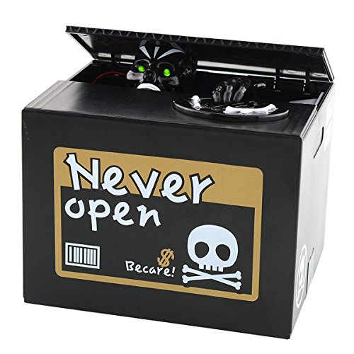 iPhyhe Piggy Bank Stealing Coin Change Bank Money Box with Skeleton Monkey Toy (Black)
