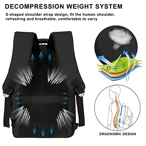 Laptop Backpack for Men and Women with 17.3inch Computer Compartment Travel Laptop Backpack Water Resistant Backpacks with USB Charging Port-Black