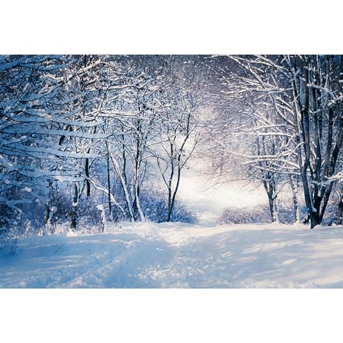 MIRRORANG 2,5x1,8m Snowy Forest Backdrop Winter Snow Ice Snowscape Photography Background for Christmas Holiday New Year Celebration Poster Photo Studio Props