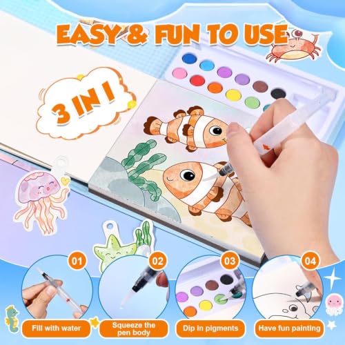 Image of Watercolor Painting and Doodle Set for Kids, Water World