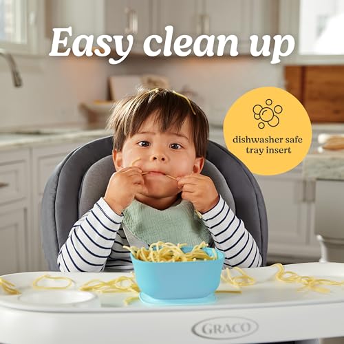 Image of Graco DuoDiner DLX Highchair, 6 Stages of Use - Infant to Baby High Chair, Infant to Toddler Booster Seat, Youth Stool, 5 Adjustable Height Positions, Lilac Mod