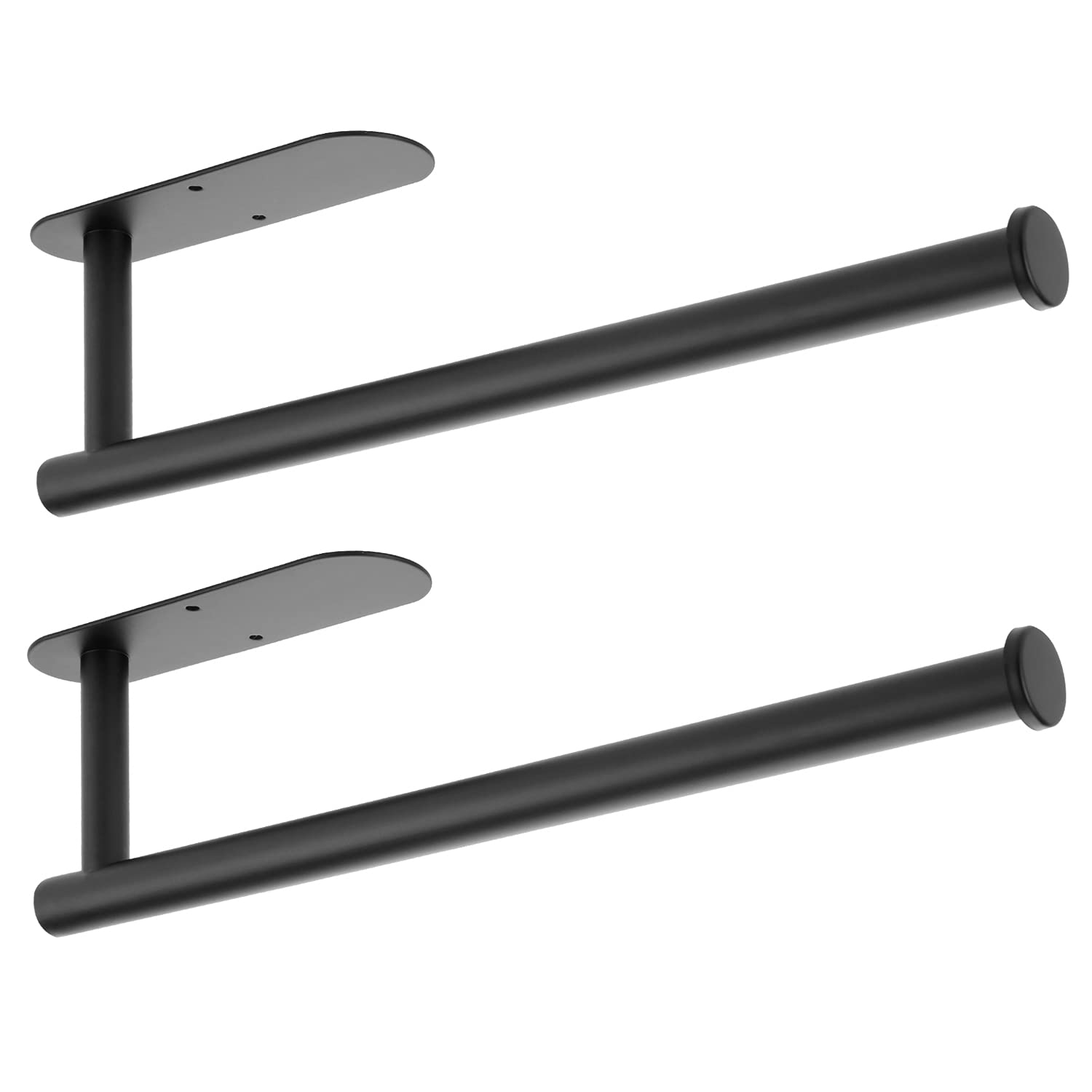 Paper Towel Holder Under Cabinet Wall Mount for Kitchen Paper Towel, Self-Adhesive Paper Towel Bar, Paper Towel Rack, SUS304 Stainless Steel 13 inch (Black, 2)