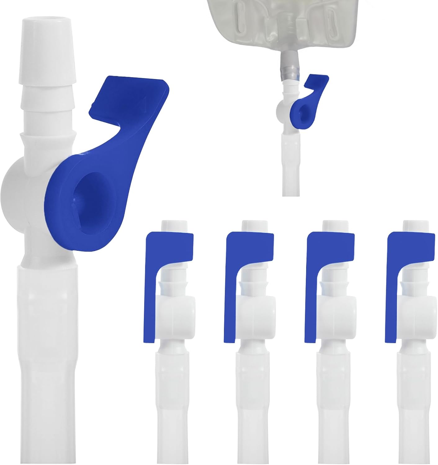 Urine Drainage Catheter valves, Easy to Use Urinary Drainage Bag Valve, Smooth Edges, and Tubing for Urinary Catheter Supplies (10, Yellow)