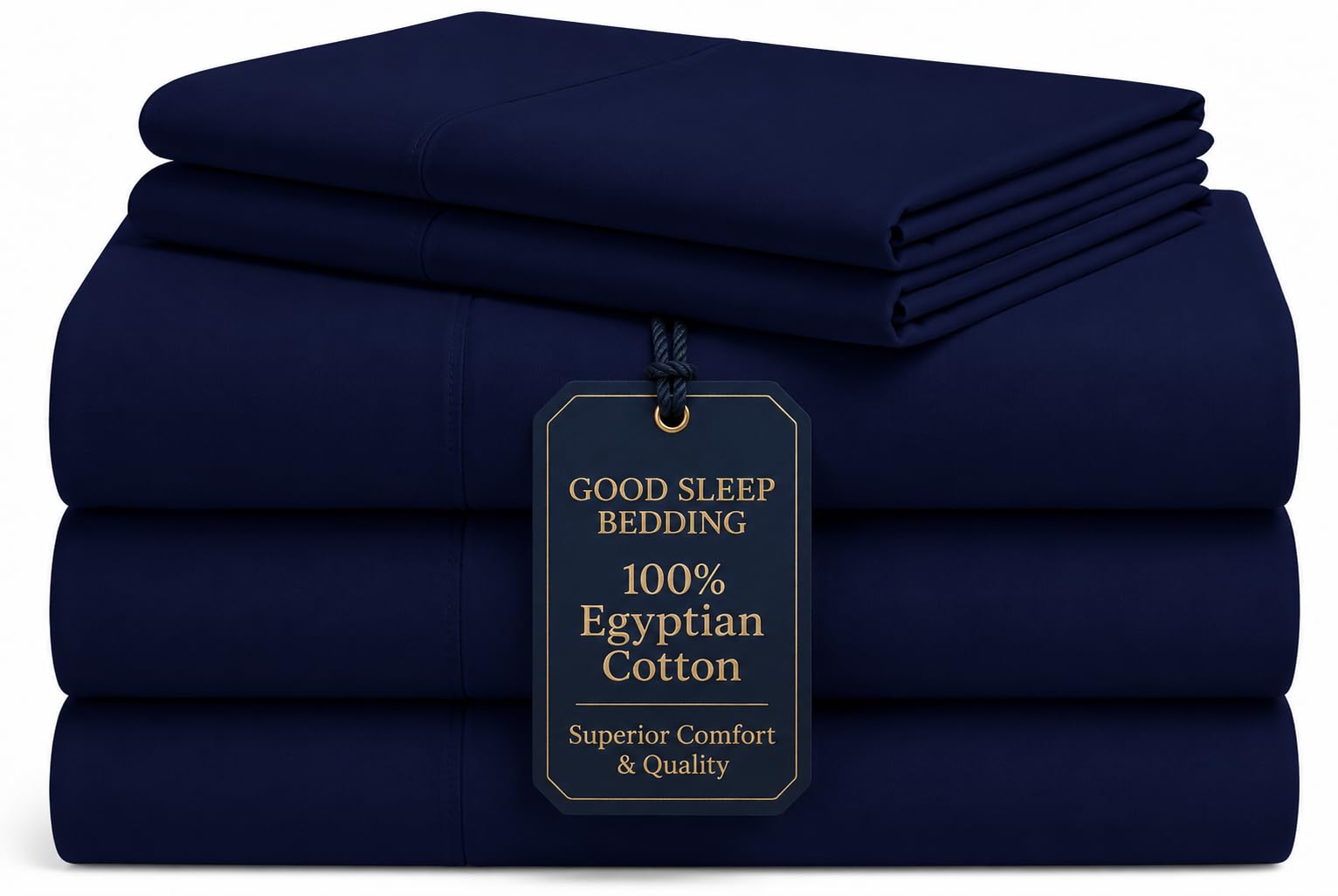 100% Egyptian Cotton Split King Sheets Sets for Adjustable Bed, Navy Blue