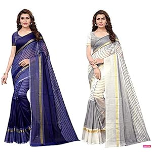 ANNI DESIGNER Women’s Cotton Saree With blouse piece (Pack of 2)